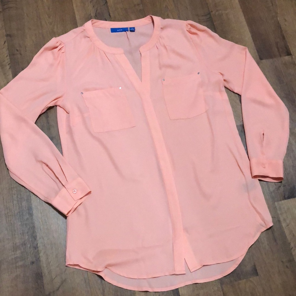 Peach Button Down Blouse - image 1